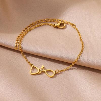 Pulseras de Estetoscopio Para Mujeres Color Dorado Acero Inoxidable Pulsera de Estetoscopio Lujo Boda Doctora Enfermera Joyería Regalo