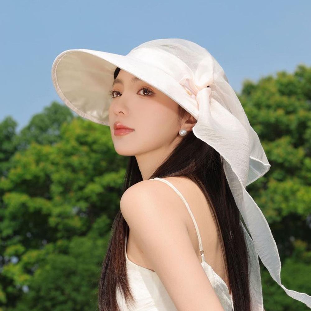 Women's UV Protection Summer Sun Hat with Neck Shawl & Ponytail Opening