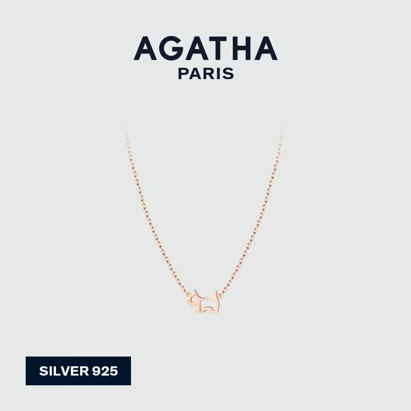 AGATHA French Hollow Dog Silver Necklace