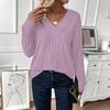 Women's Fashion Long Sleeve Ribbed Elegant Commuting And Casual Top