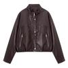 Genuine Lambskin Casual Leather Jacket 2025: Versatile Loose Stand Collar Outerwear for Petite Sizes