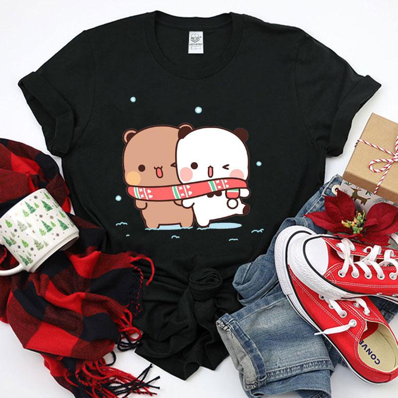 Kawaii Bubu Dudu Merry Christmas Couple Tshirt Trendy Funny Cartoon Anime Shirt Fashion Holiday Party Celebrate Cotton Tees
