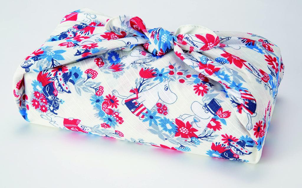 Sanbi Moomin Furoshiki Garland Approximately 105cm Cotton Shantung (Furoshiki) Pattern, Wide, (Off-White)