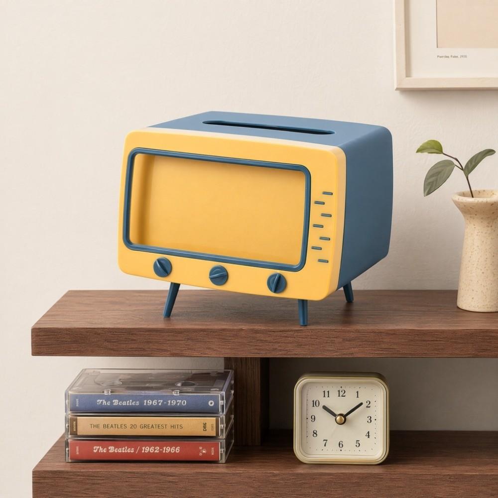 Phone Holder TV Desktop Tissue Box Square Tissue Dispenser Cute Funny Paper Storage Box Restaurant