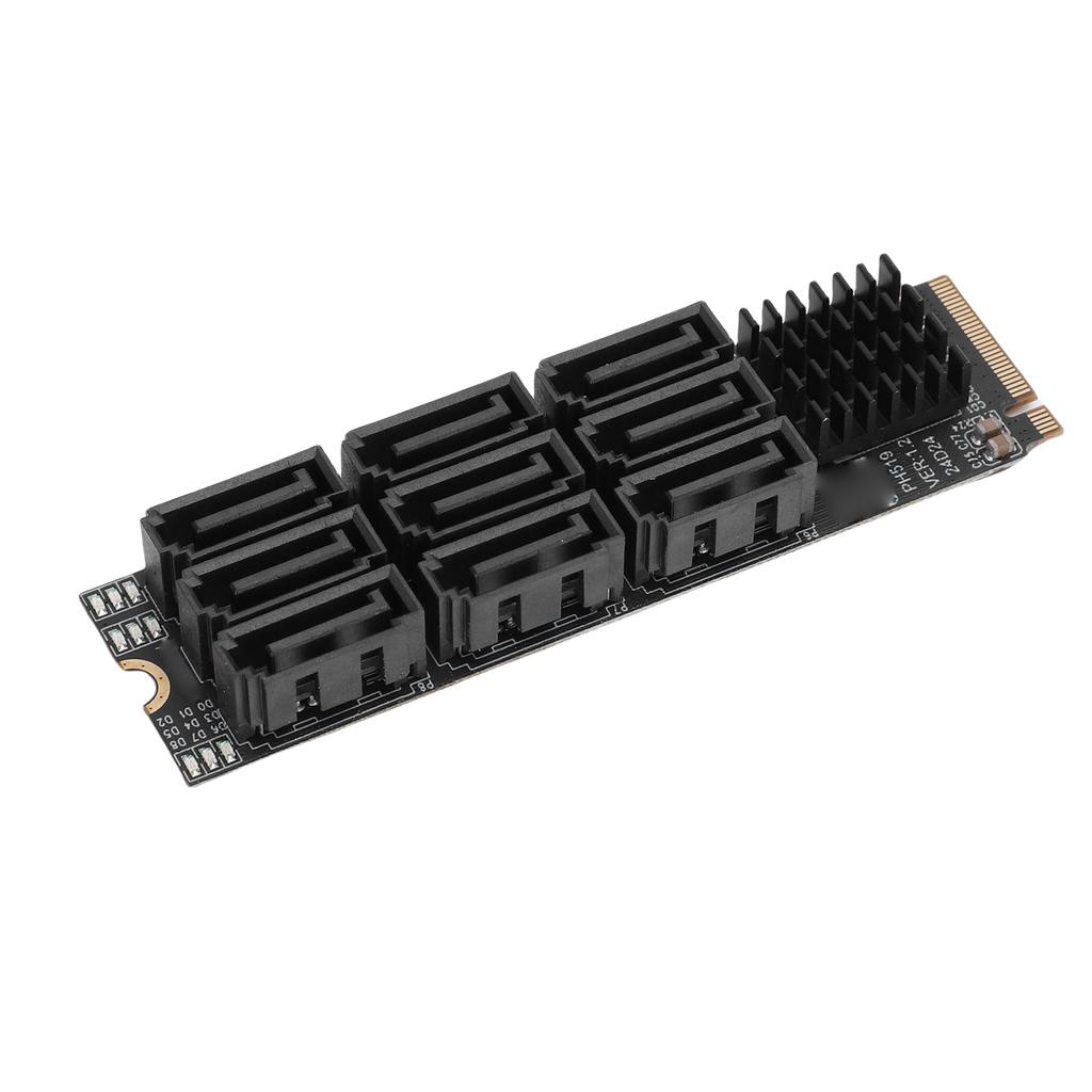  M.2 Nvme M Key PCIE3.0 X2 To 9 Port Serial ATA 3.0 Adapter Hard Drive Extension Card 