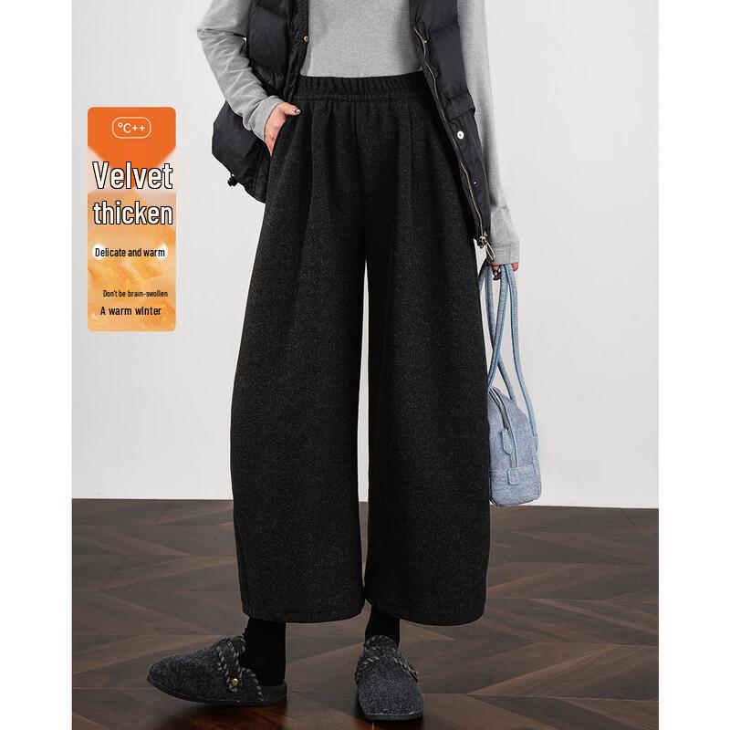 TERRE BLEUE Women s Winter Fleece-Lined Wide-Leg Pants M