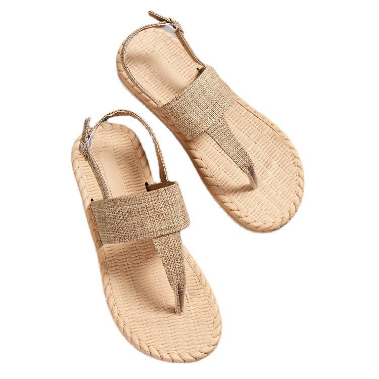 New Roman Slope Heel Sandals - Wear-resistant and Non-slip Senior Texture Elegant Ladies Flip-flops Home Outdoor Beach Shoes