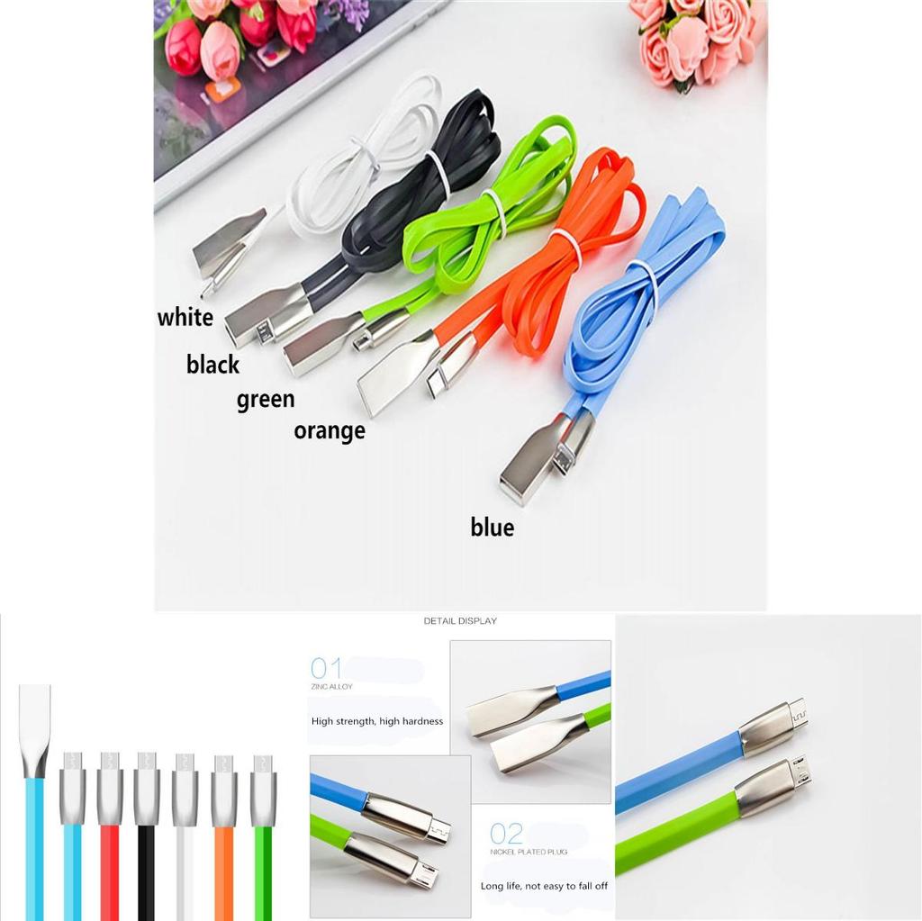 Premium Quality Smooth Portable Micro Usb Fast Charger Flat Data Sync Cable For Android Phones