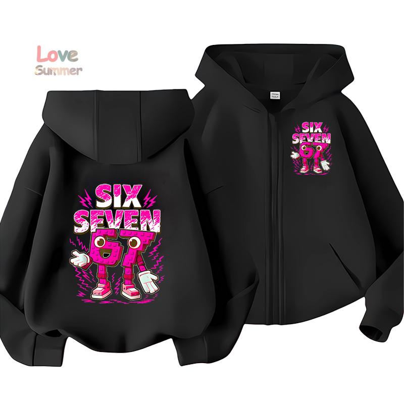 67 Hoodie Jacket Zip Up Hoodie Six Seven Italian Brainrot Steal Hooded Spring Coat for Kids Casual Thin Top Coat Kid Clothing Gift