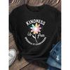 Women's "Kindness and Freedom" Floral Print T-Shirt New Casual Short Sleeve Summer Top