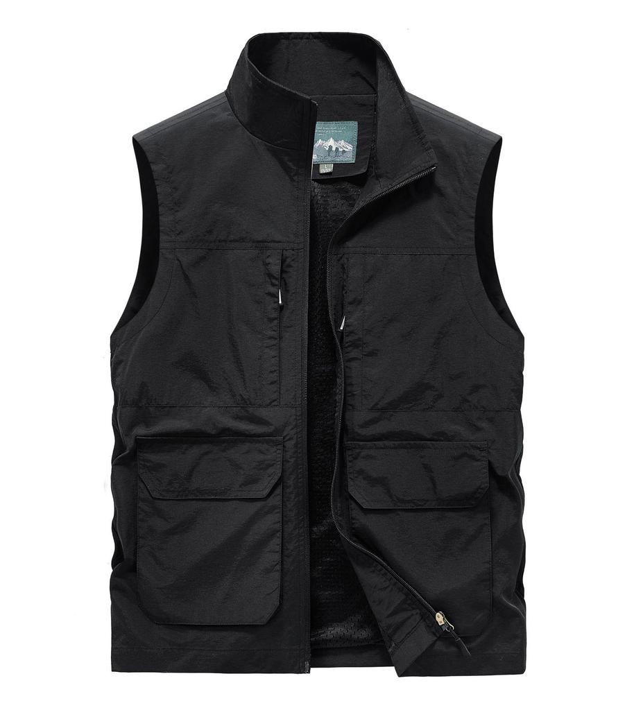 Men's Plus Size 2026 Summer Outdoor Thin Mesh Vest with Multi-Pockets