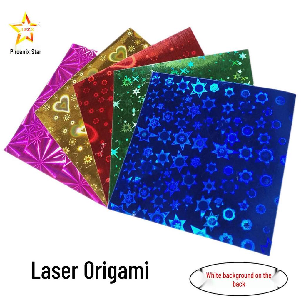 Pearlescent Laser Origami Paper - Shimmering Colors for Children's Crafts and Thousand Paper Cranes