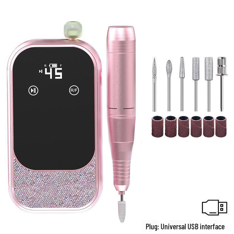 Diamond-Encrusted Wireless Nail Grinder  Polish Remover, 45000RPM Professional Salon Tool