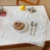 Korean Style Soft Flounced Lace Ruffle Placemats Non-Slip Dustproof Table Pads for Living Room Tea Table Decor