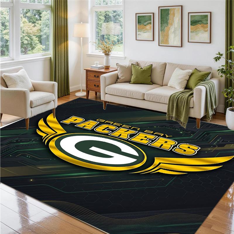 Green Bay Packers Design Crystal Velvet Rug Soft Decorative Mat for Bedroom Entrance