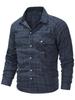 Autumn/Winter Denim Jacket with Turn-Down Collar and Flannel Plaid Shirt Coat