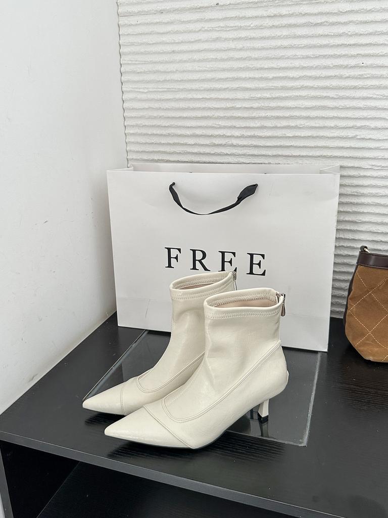 European and American style, thin pointed temperament, versatile high-heeled short boots