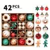 42pcs Festive Christmas Ornament Set Hand Painted Gingerbread for Man,Snowflake Tree Designs In Red,Green,Golden ,Ideal for Holiday Tree Decoration