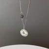 S925 Silver Retro Circle Necklace – Women's Elegant Clavicle Chain, Light Luxury Trendy Sweater Accessory