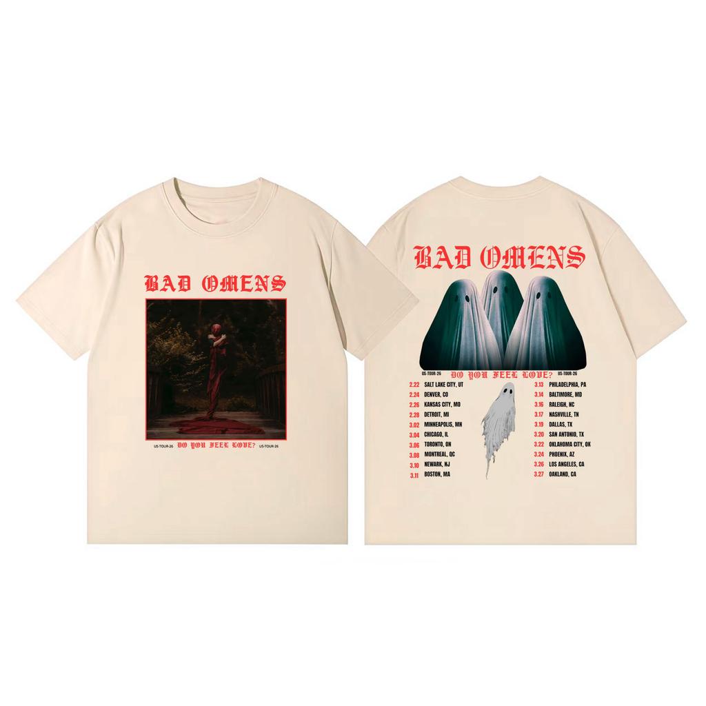 Bad Omens Do You Feel Love Tour 2026 Grafiska T-shirts Gotisk Vintage Kortärmad T-shirt Herr Dam Mode Casual Lös T-shirt