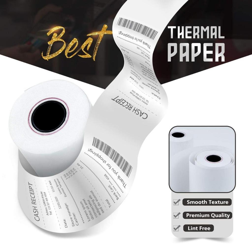 2 1/4 X 50ft Thermal Paper, BPA Free Receipt Paper, Fits 57mm Mini Thermal POS Printer & Square Terminal Credit Card Machines
