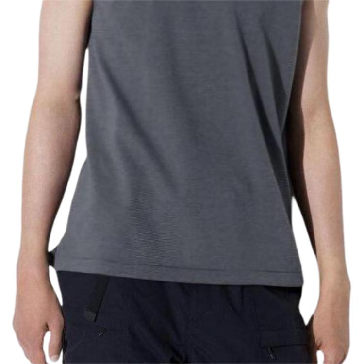 Uniqlo AIRism Mesh Series Striped Straight-Cut Crew Neck Tank Top Men Tops Dark-Gray 470934-08