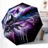 1pc Wolf's Journey Through Celestial Feathers Pattern Umbrella, Fashionable, Personalized, High-Value Folding Umbrella, a Must-Have for Summer, 8