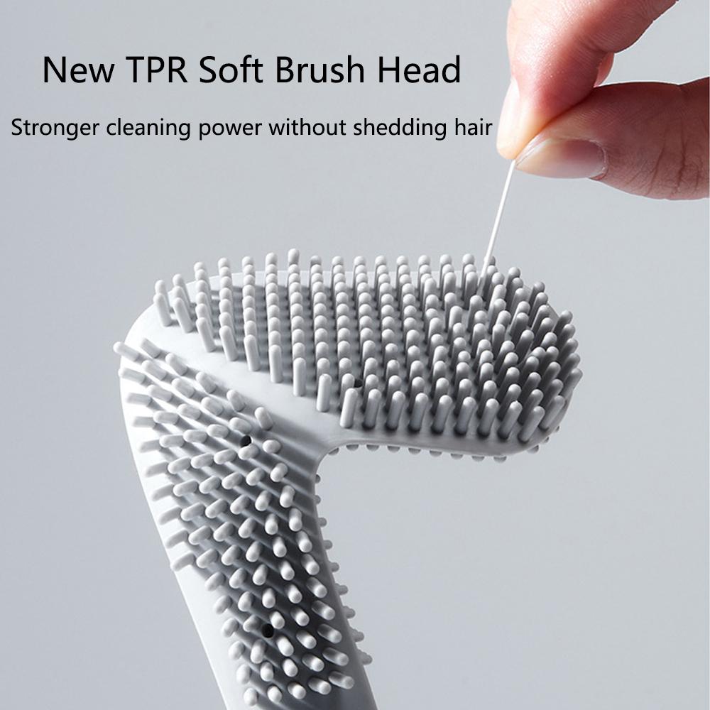 New Golf Head Design Toilet Brush Non-Slip Long Handled Wall Mounted w/ Hook Sticker