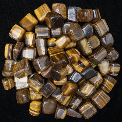 Set of 13 Tiger Eye Tumbled Stones Reiki Chakra Healing Decorative Pebbles Vase Fillers Tumble Stone for Jewellery, Home Office Decor
