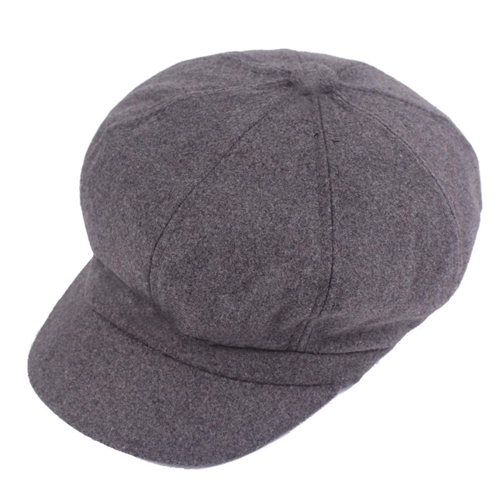 Women Woolen Adjustable Octagonal?Peaked Cap Chic Baseball Hat Gift