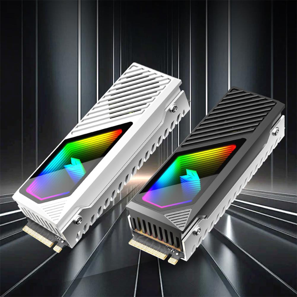 M.2 2280 SSD Heatsink SSD Aluminum Alloy Radiator with Thermal Silicone Pad 5V 3 Pin ARGB Solid State Drive Cooler Built-in Fan
