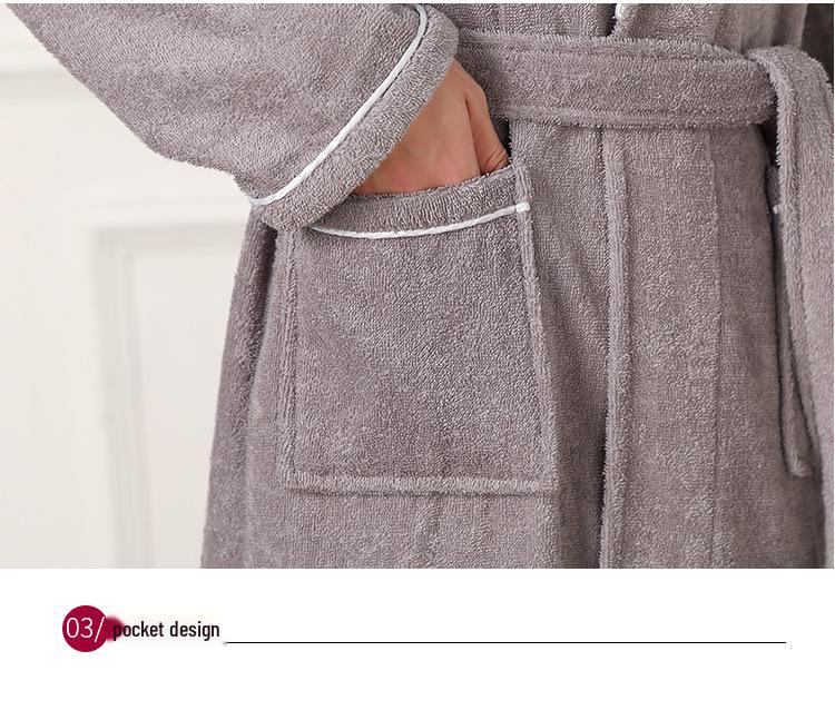 Unisex Cotton Bathrobe: Absorbent Towel Material for Home, Hotel, Spa & Sauna