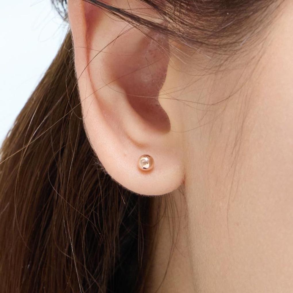 [LsSHOP] 14K Plain Ball Earrings (Gold Plated)_LJ0097BRE