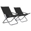 Day and Night - Day and Night Folding Beach Chairs 2 Units Black Fabric