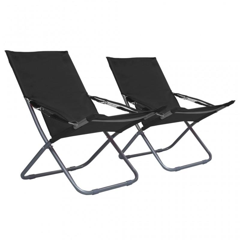 Day and Night - Day and Night Folding Beach Chairs 2 Units Black Fabric