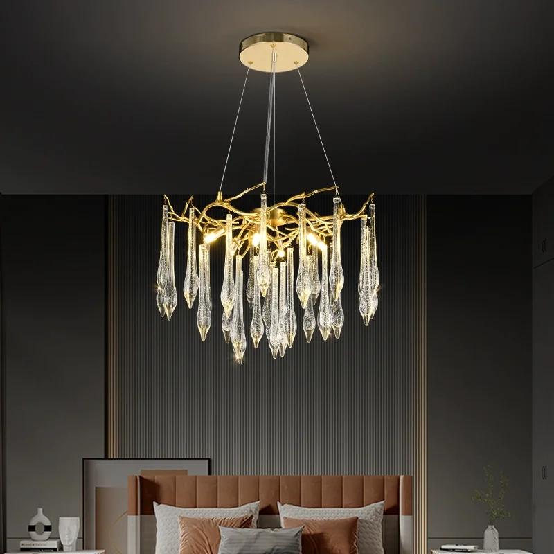 Nordic Luxury Chandelier With Colorful Crystal Branch Design Pendant Lamps Bedroom Restaurant Hotel Kitchen Decoration Lighting