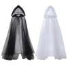 Halloween Gaskappe med hette Voksen Full lengde Gjennomsiktig Nett Hettekappe Halloween Heks Cosplay Kostyme for Renessanse Middelalderfest