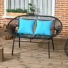 Bench Garden Bench 2-Seater In Metal and Resin Rope with 2 Cushions - Dim. 132L X 72W X 83H Cm - Black