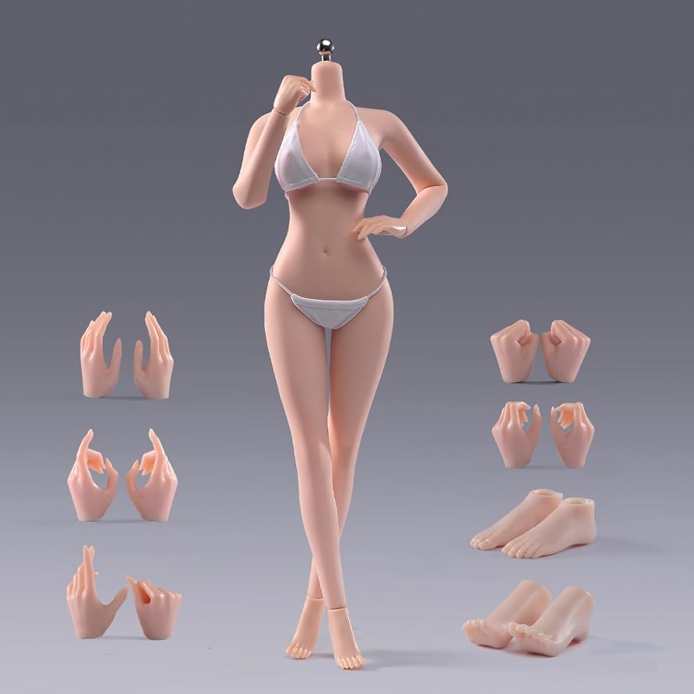 

1/6 Scale Female Action Figure Body 12 Inch Seamless Realistic Model Soft Flexible with Removable Hand Gestures White Skin