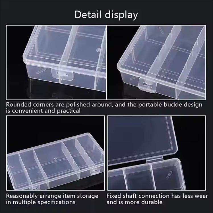 Professional Portable 5 Grids Separated Transparent Arylic Storage Box Rectangle Eyelashes Extension Tool Storage Box