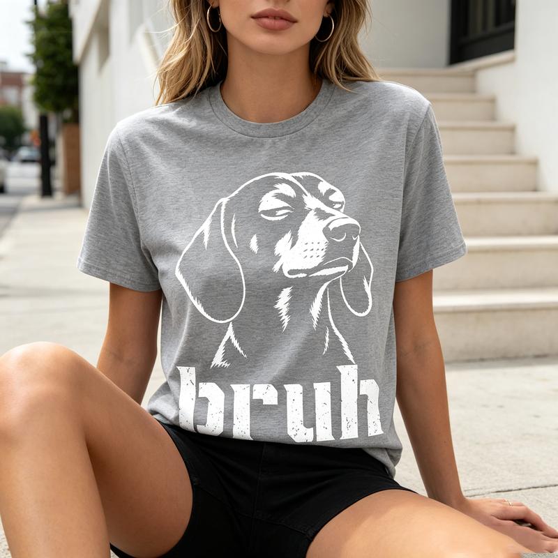 Cute Bruh Dog Print T Shirt for Unisex Funny Dachshund Sarcastic Casual Short Sleeve Top 100Cotton Y2k Top Harajuku Unisex