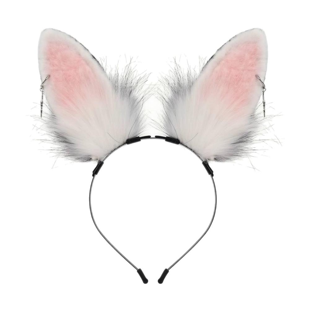 Bunny Ear Headband with Charms Plush Rabbit Costume Furry One Size