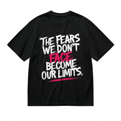 Men's Fashion Breathable Classic T-ShirtFear And Limits Graphic 100% Cotton Tee
