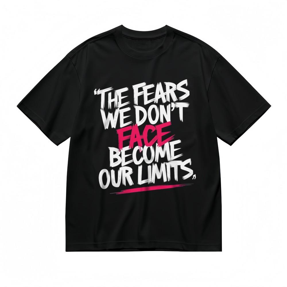 Women's Fashion Breathable Classic T-Shirt Fear And Limits Graphic Cotton Tee