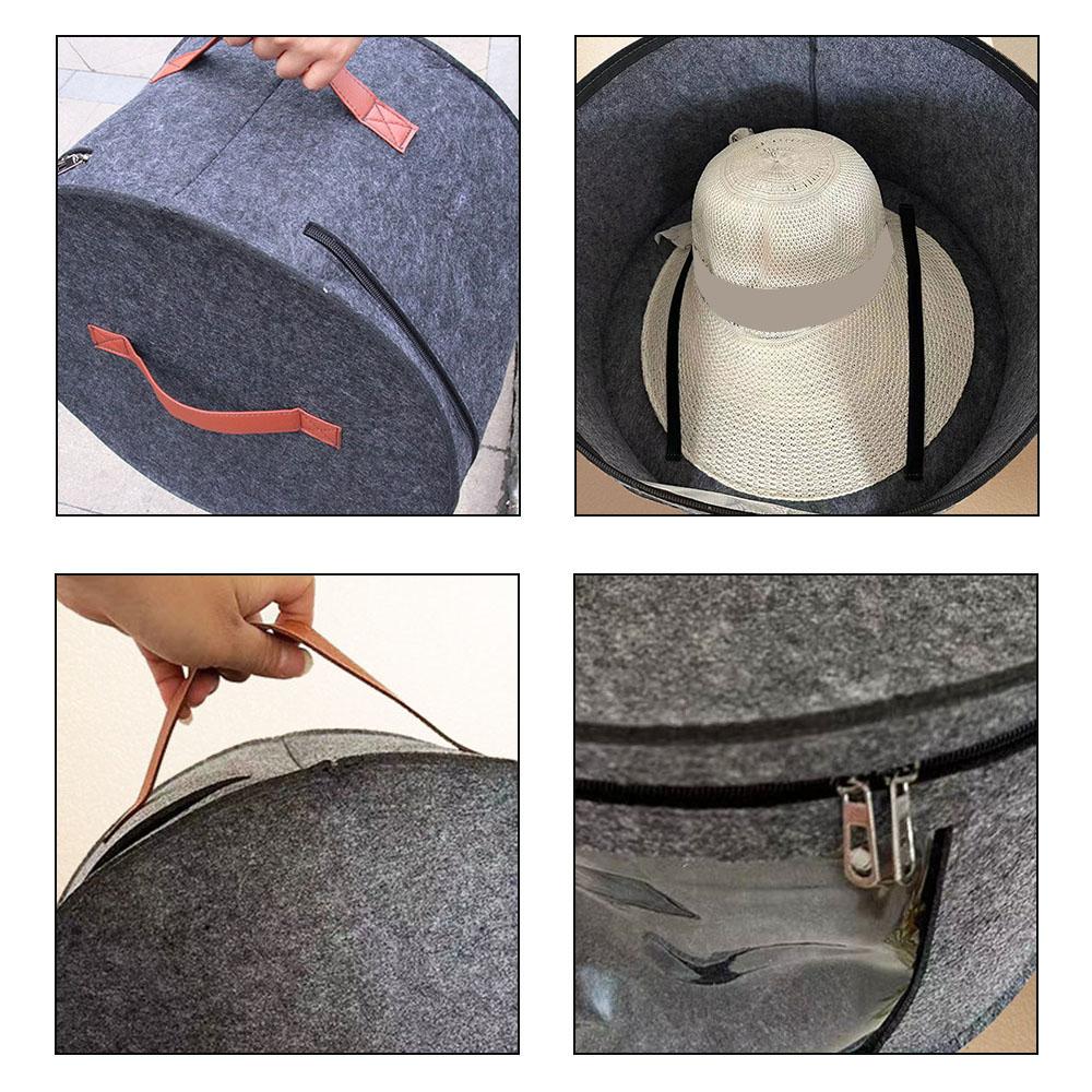 Outdoors Travel Storage Bucket Collapsible Dustproof Half Transparent Large Capacity Portable Felt Hat Storage Case For Home