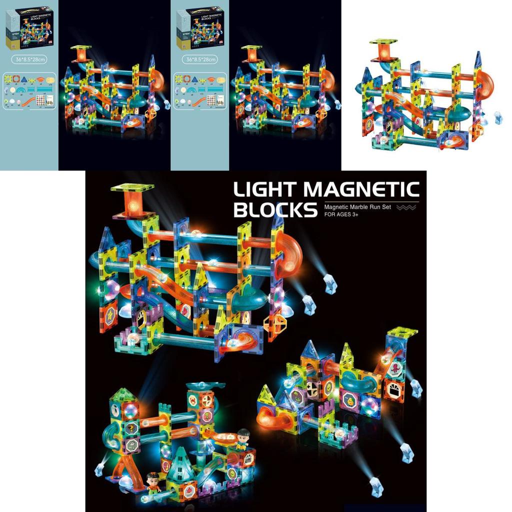 Magnetic Building Blocks Toy For Kids With Colorful Scene Track And Diy Fun