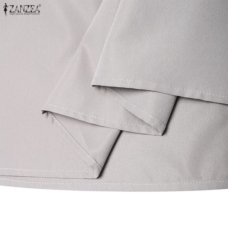ZANZEA Lässiges, langes Kleid mit V-Ausschnitt und 3/4-Ärmeln für Damen