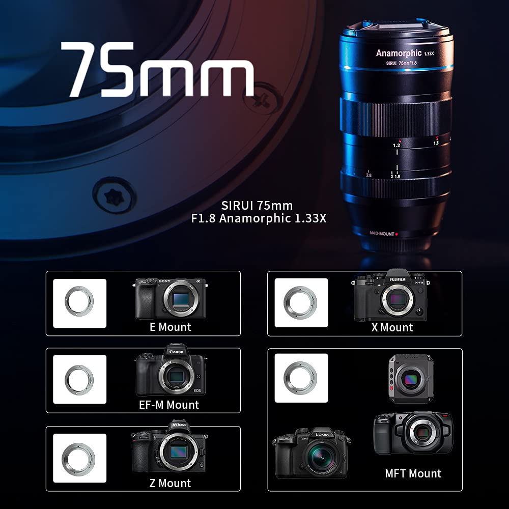 SIRUI 75мм Анаморфотный объектив F1.8 1.33X APS-C (E-крепление)