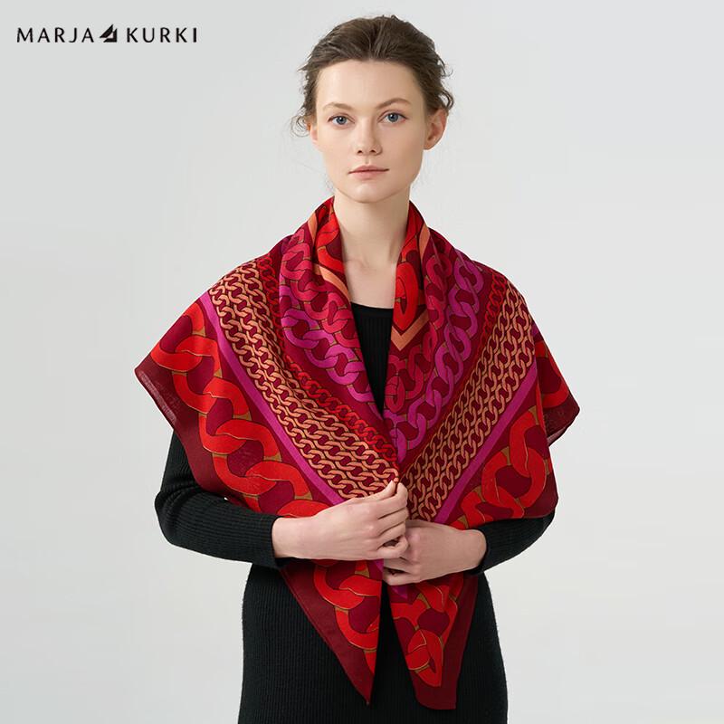 MARJA KURKI Women's Fine Wool Printed Scarf Shawl