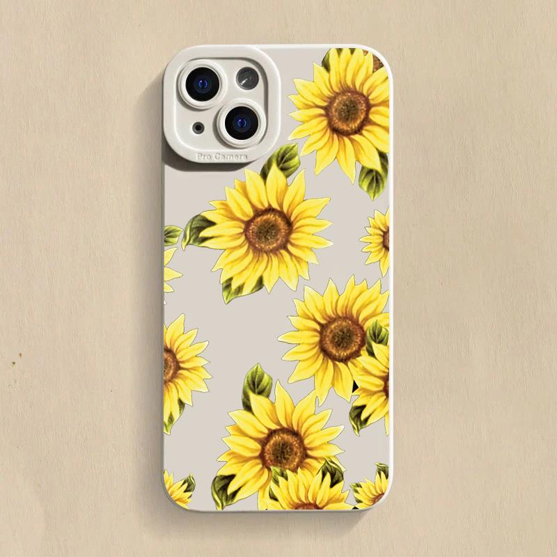Cute Sunflower Silicone Phone Case For Samsung Galaxy A14 A15 A34 A54 A33 A53 A52 S24 S23 Ultra S22 Plus S21 FE Shockproof Cover